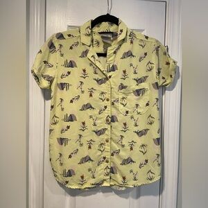 The North Face Size S Pacific Short Sleeve Shirt Pale Lime Valley Sun Print